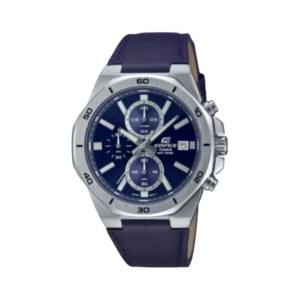 Casio Edifice EFV-640L-2AV Navy Blue Leather Band Men Watch